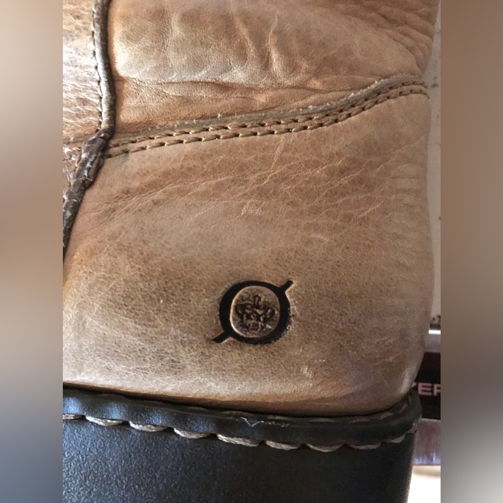 BORN Tan High Quality Leather Pull On Western Cowboy Boots Sz 10/42 M/W W2728 J5 - Picture 8 of 14